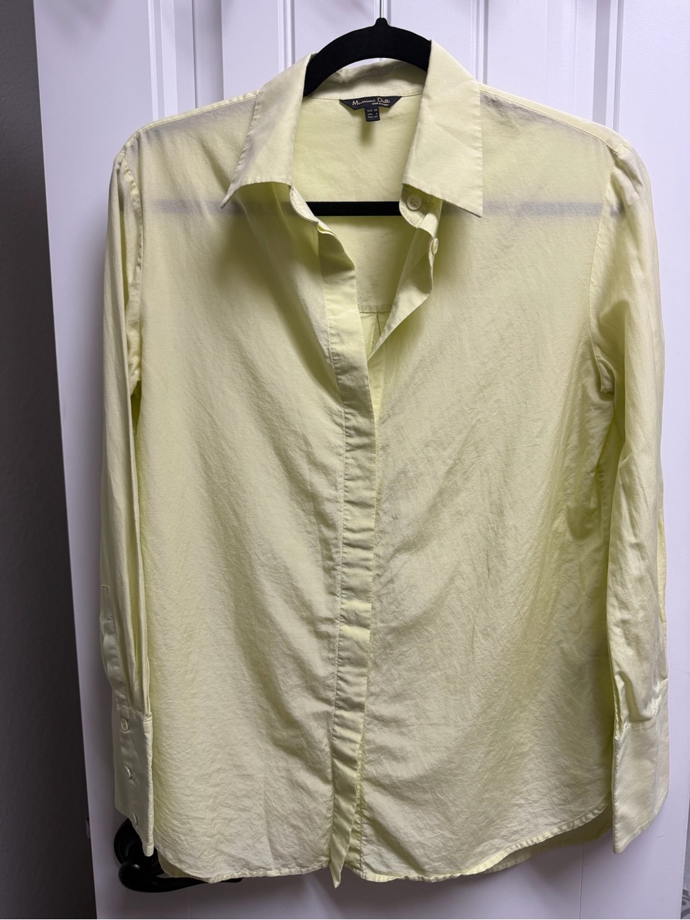 Massimo Dutti Pale Yellow Long-Sleeve Dress Shirt